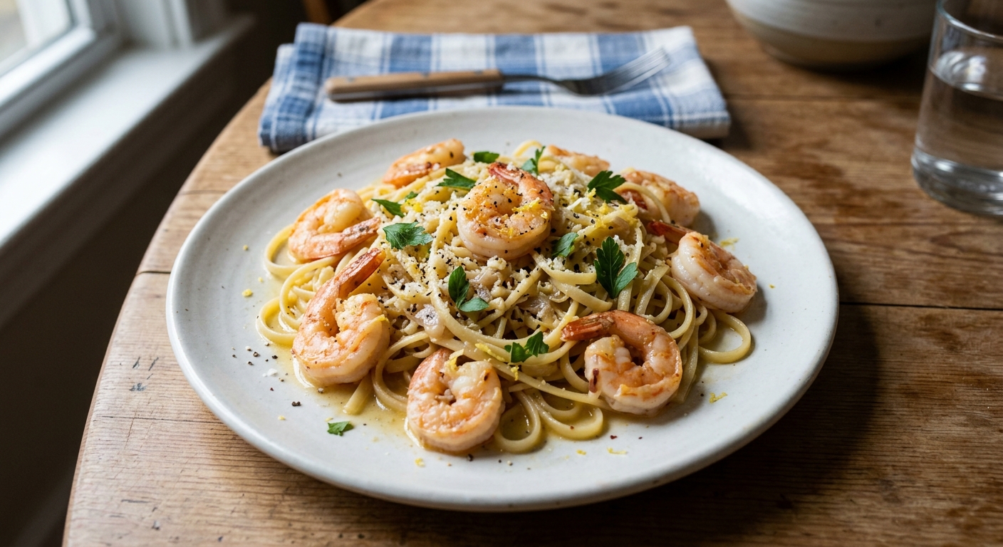 One-Pan Lemon Garlic Shrimp Pasta