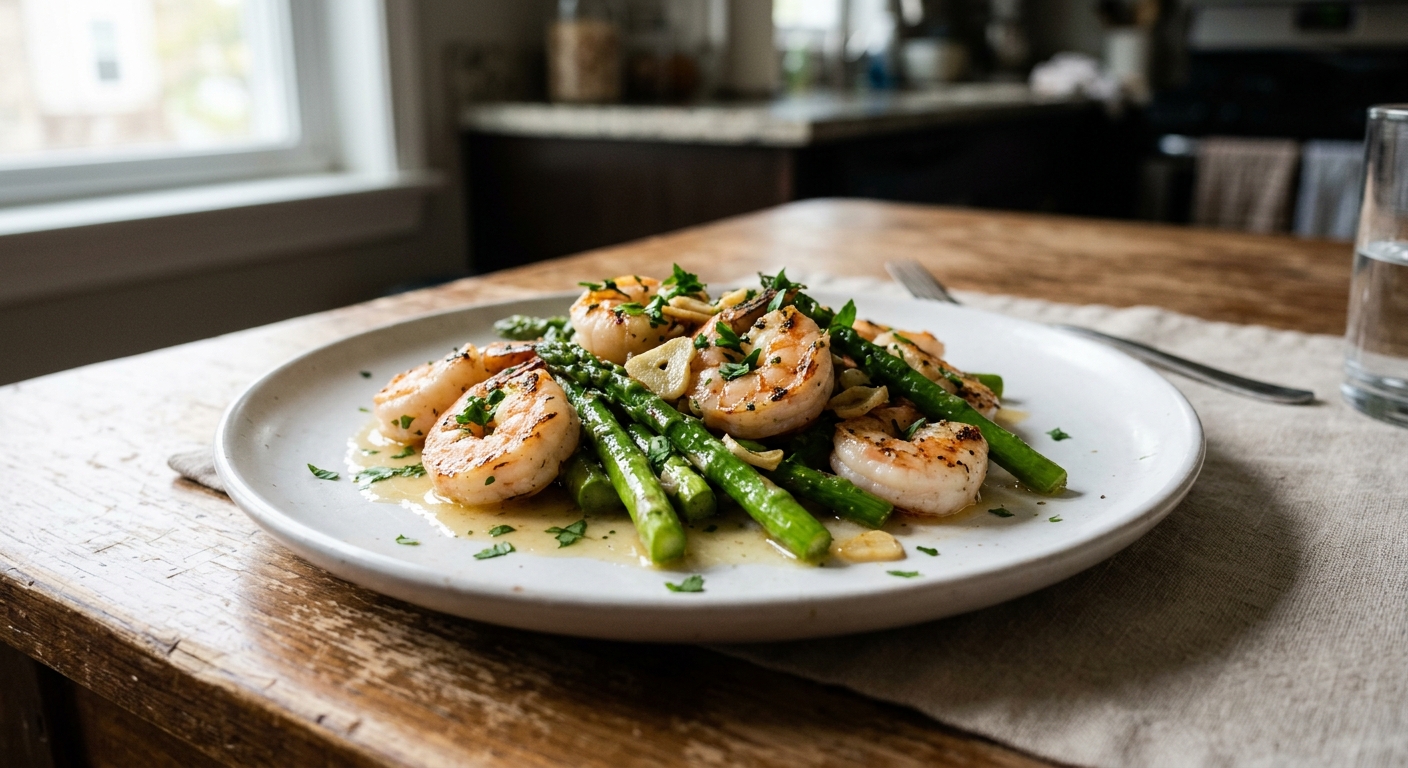 One-Pan Lemon Garlic Butter Shrimp and Asparagus