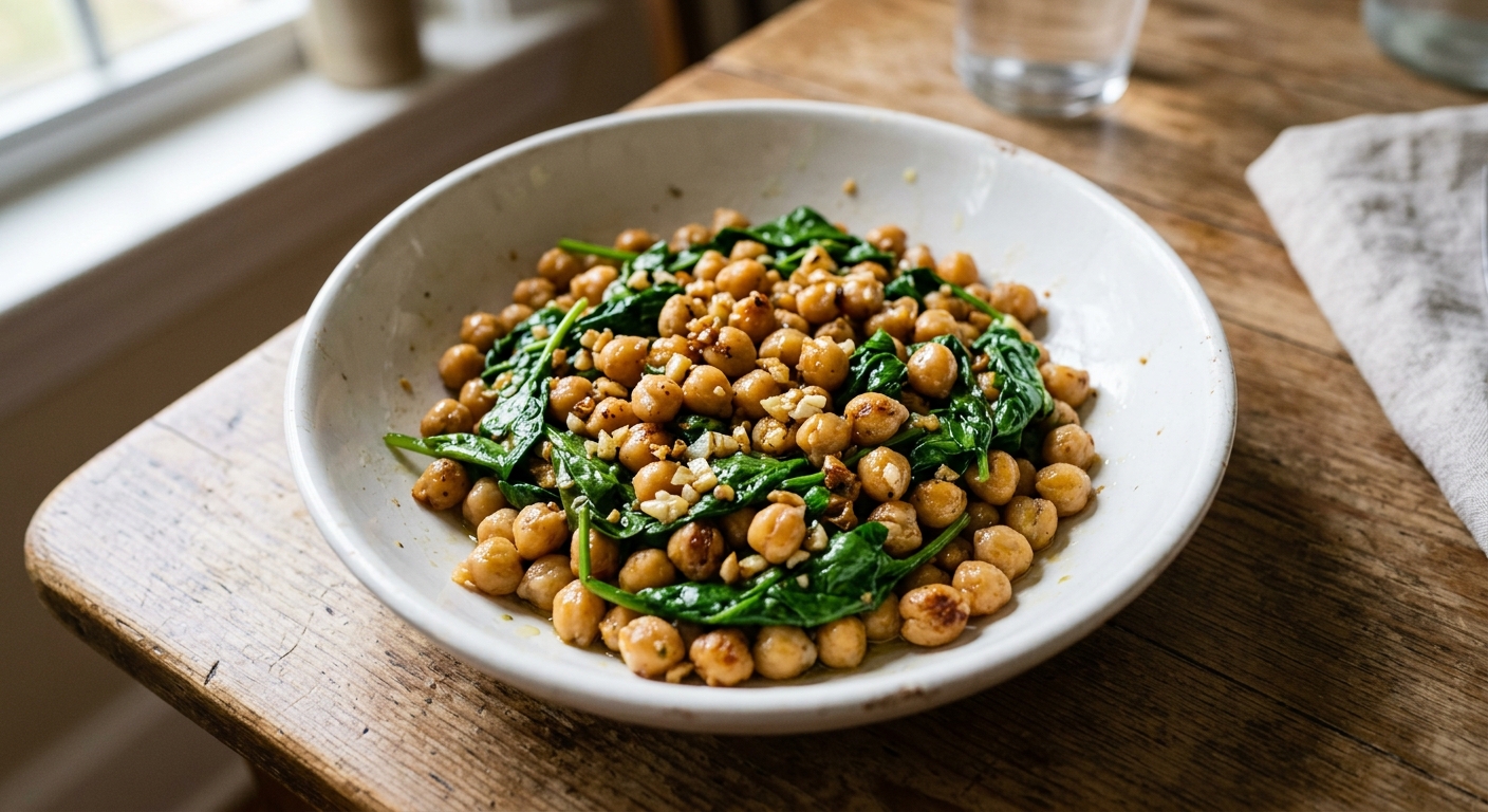 One-Pan Garlic and Spinach Chickpea Sauté