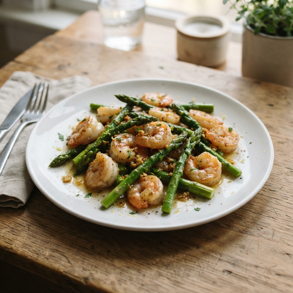 One-Pan Garlic Butter Shrimp and Asparagus