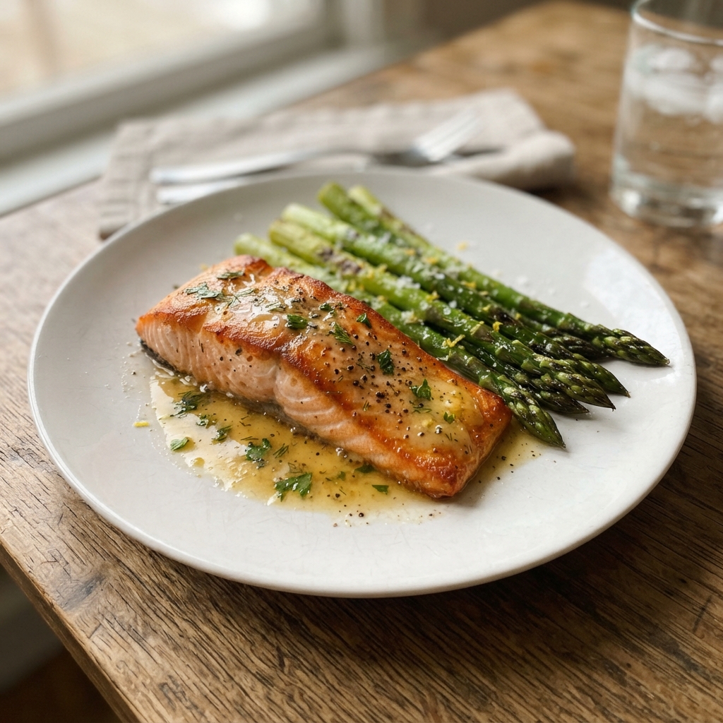 Lemon Garlic Butter Salmon and Asparagus
