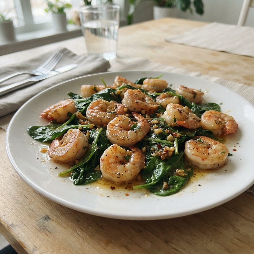 One-Pan Garlic Butter Shrimp and Spinach