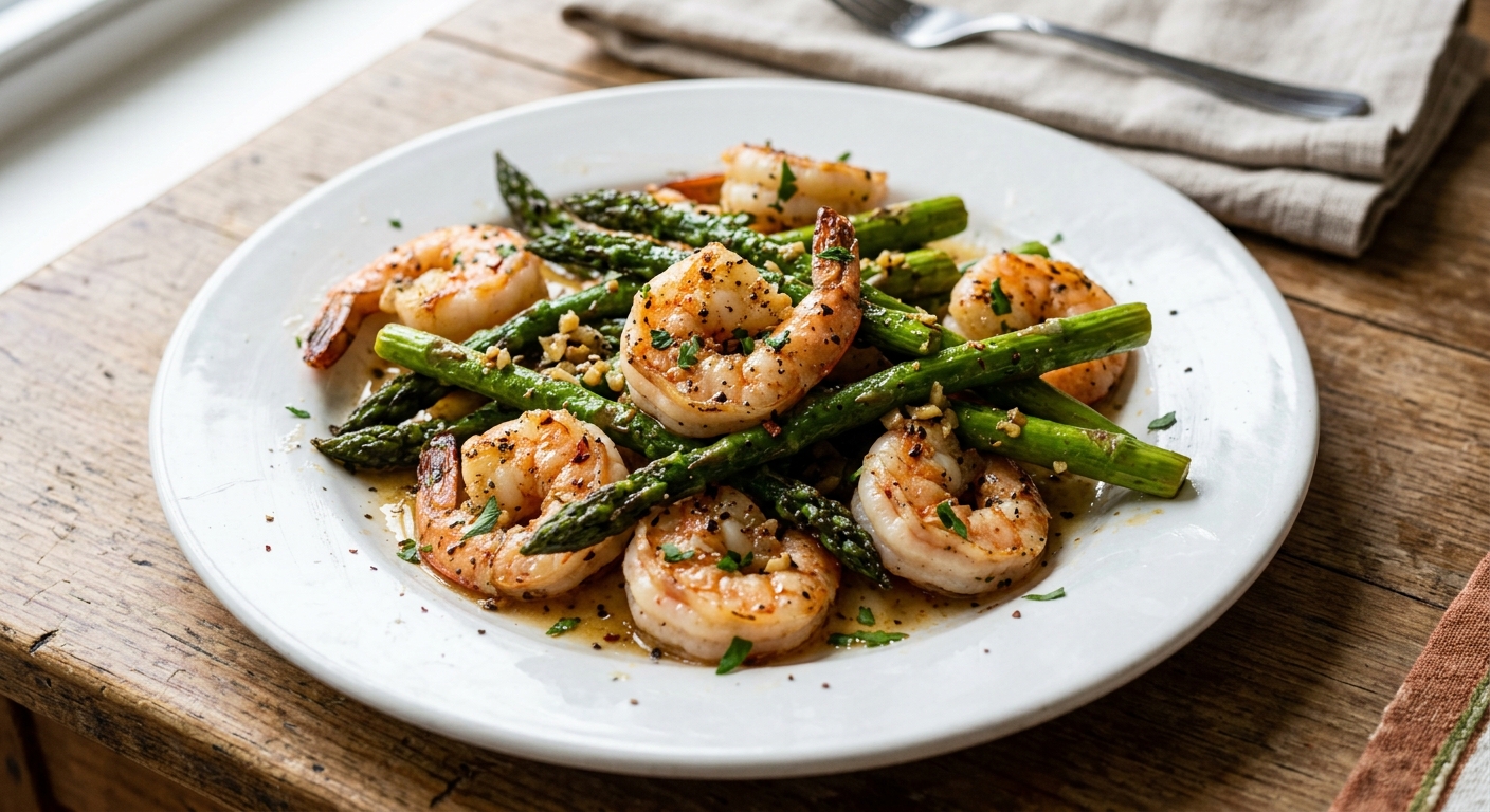 One-Pan Garlic Butter Shrimp and Asparagus