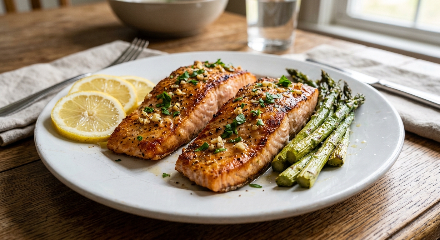One-Pan Lemon Garlic Salmon and Asparagus
