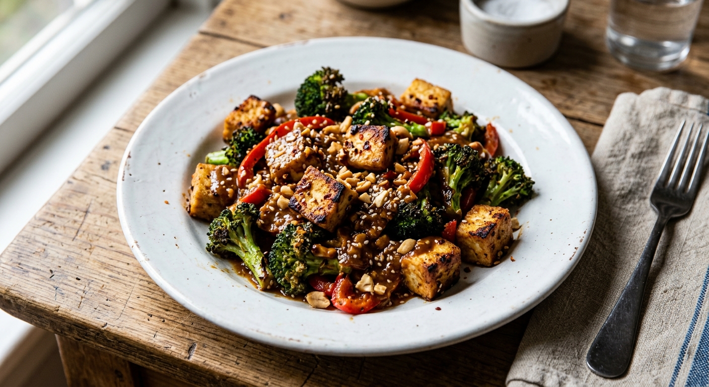 One-Pan Crispy Tofu and Peanut Stir-Fry