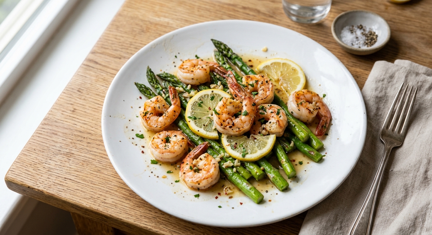 One-Pan Garlic Butter Lemon Shrimp and Asparagus