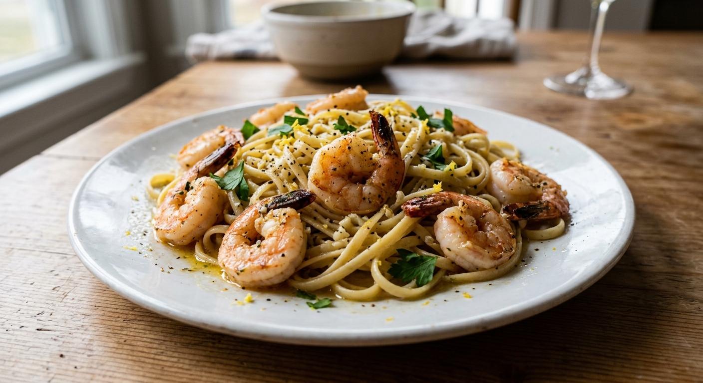 Lemon Garlic Butter Shrimp Pasta