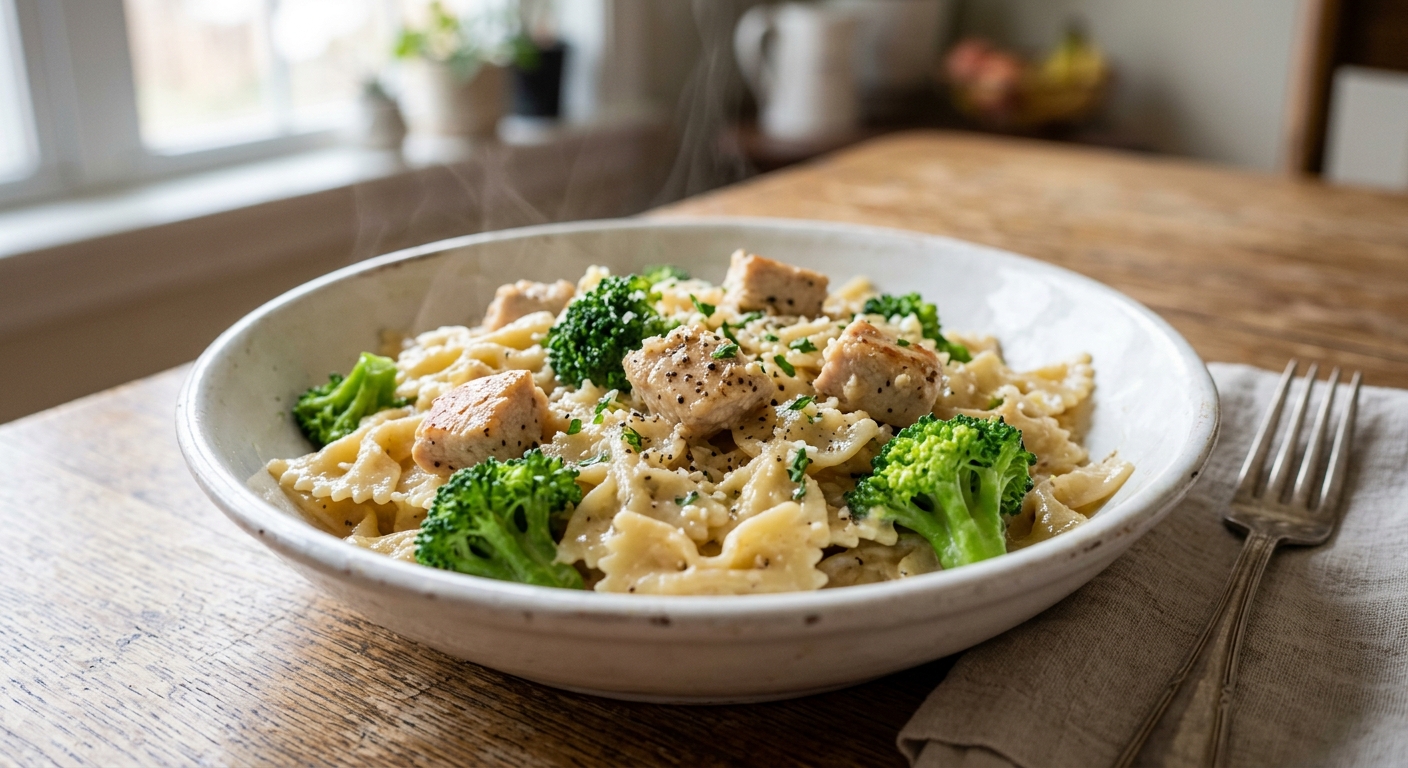 One-Pan Creamy Broccoli and Chicken Pasta