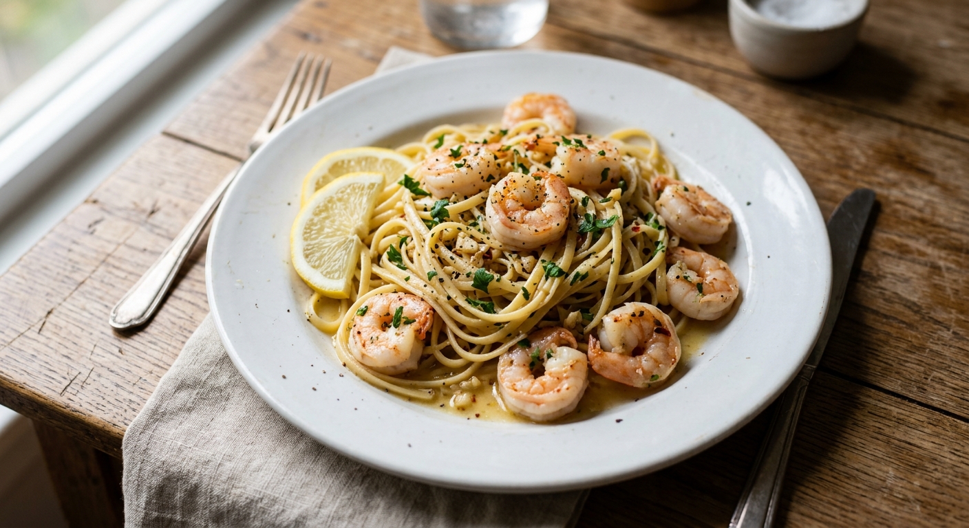 Lemon Garlic Shrimp Scampi Pasta