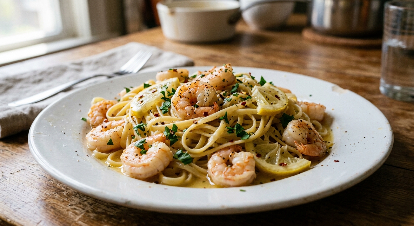 Lemon Garlic Butter Shrimp Pasta