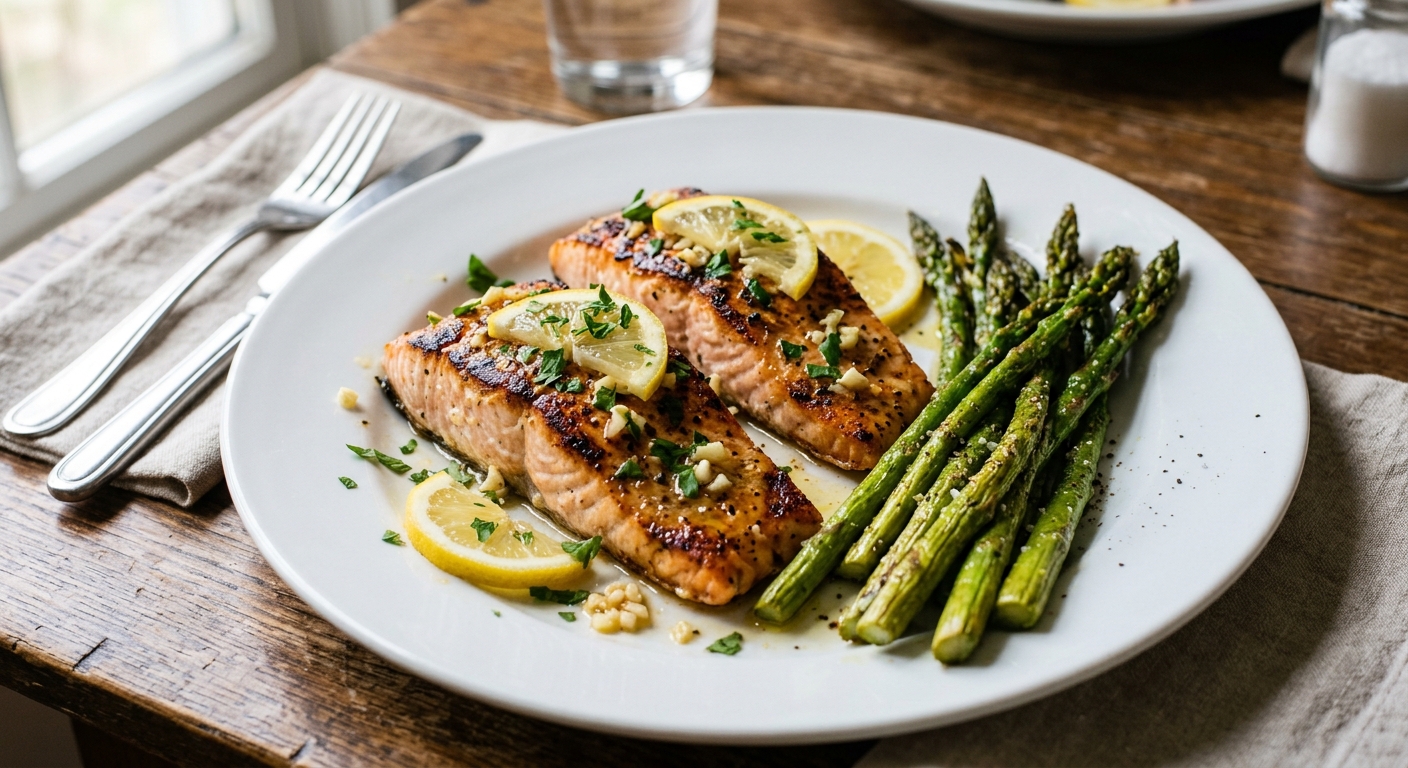 Lemon Garlic Sheet Pan Salmon and Asparagus