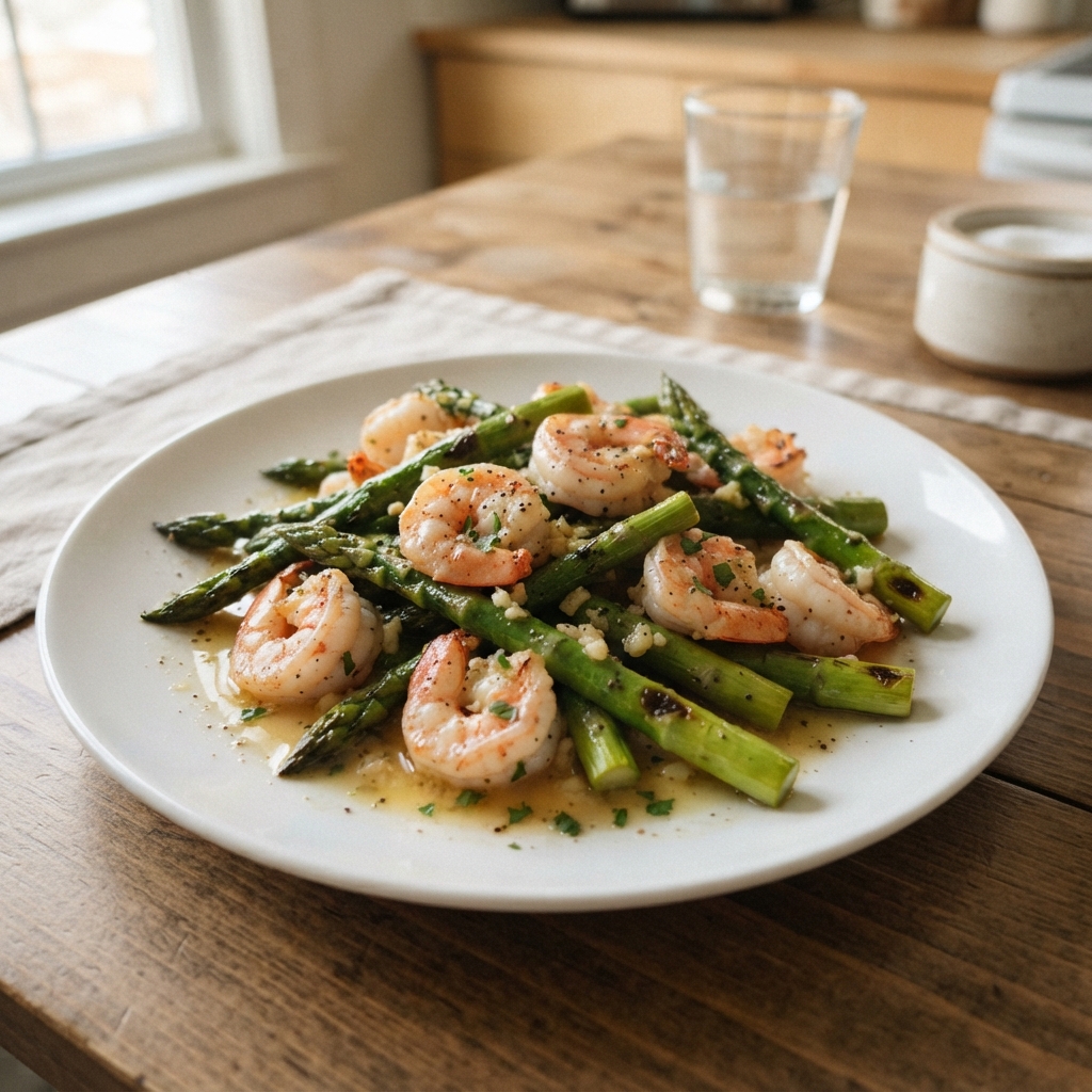 One-Pan Garlic Butter Shrimp and Asparagus