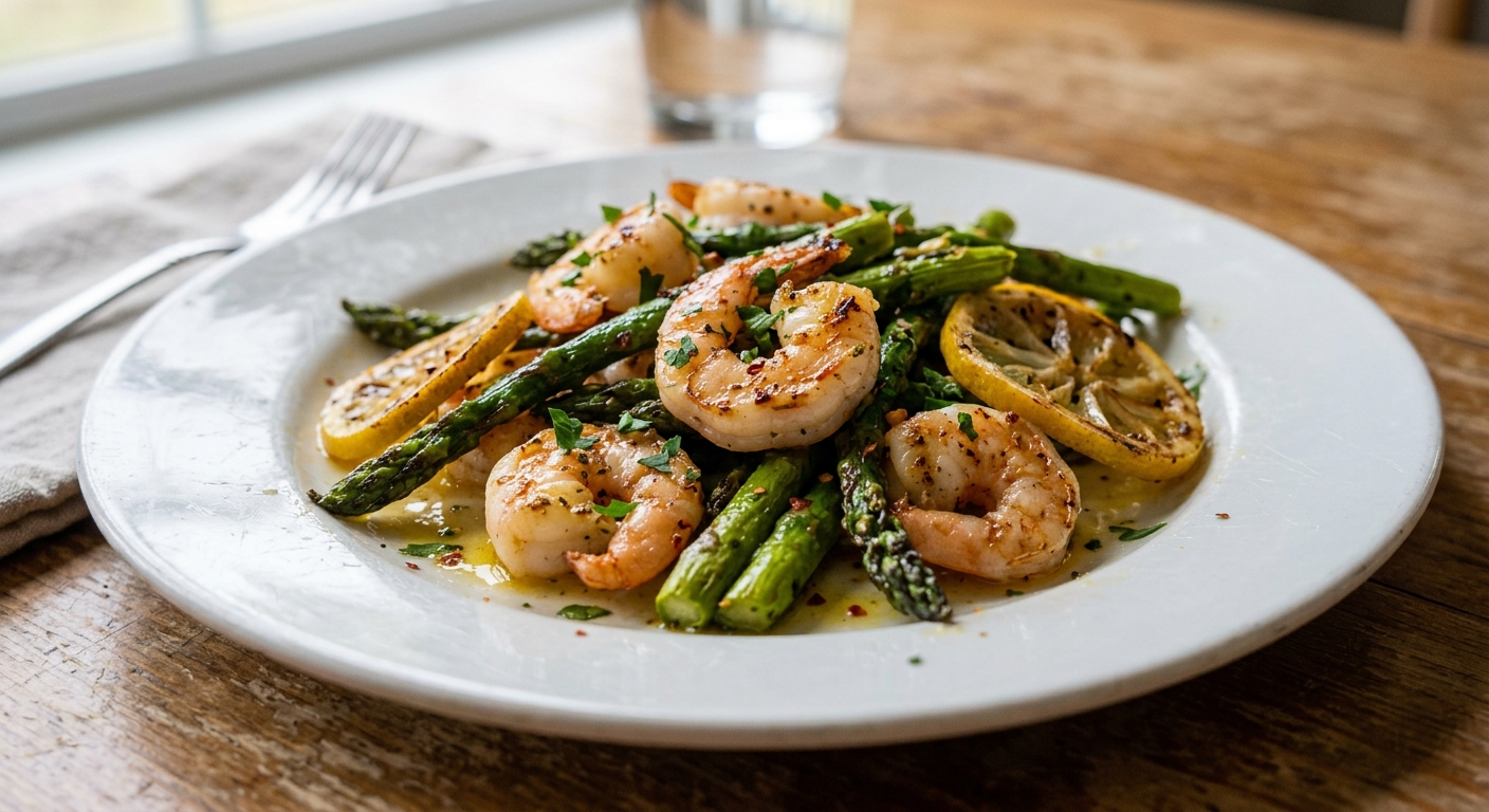 One-Pan Lemon Garlic Shrimp and Asparagus