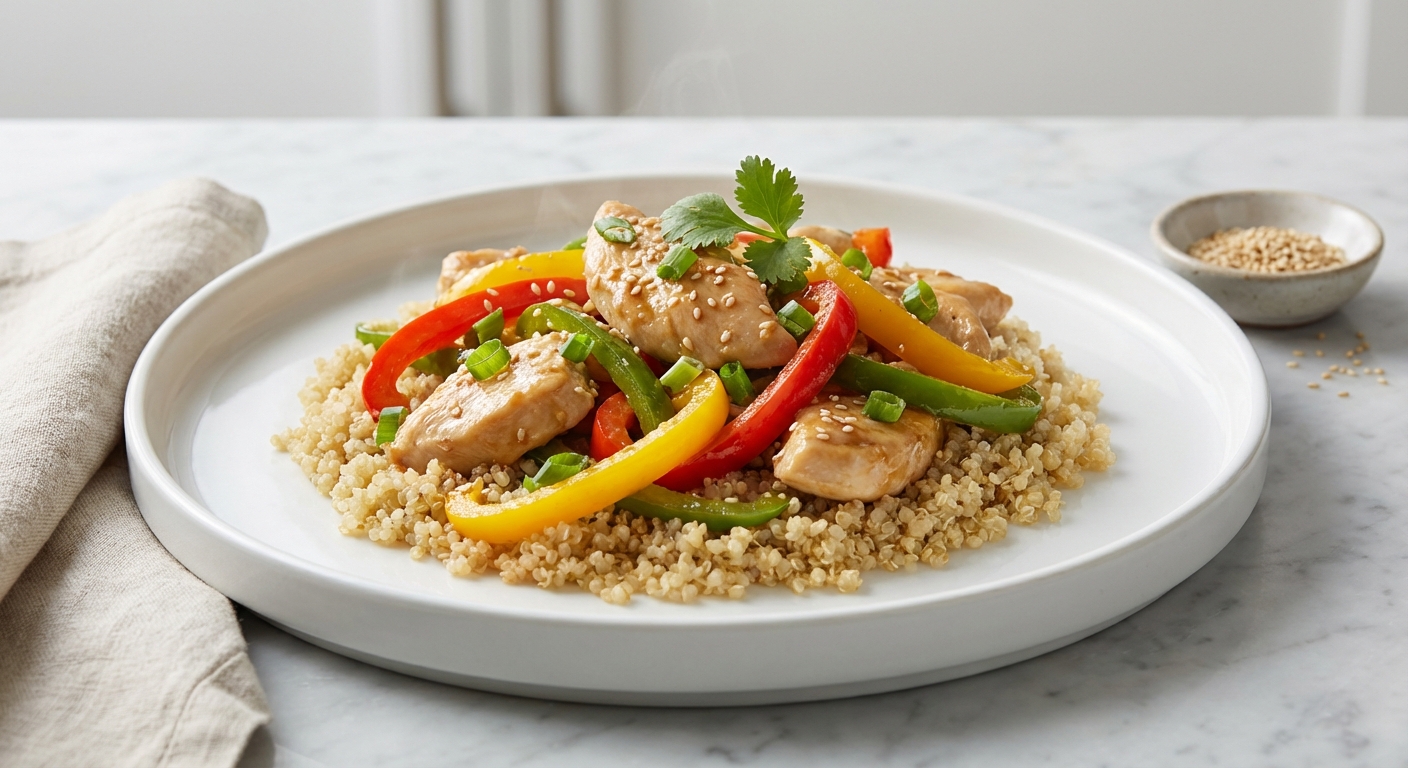 Quick Garlic Chicken & Quinoa Stir-Fry