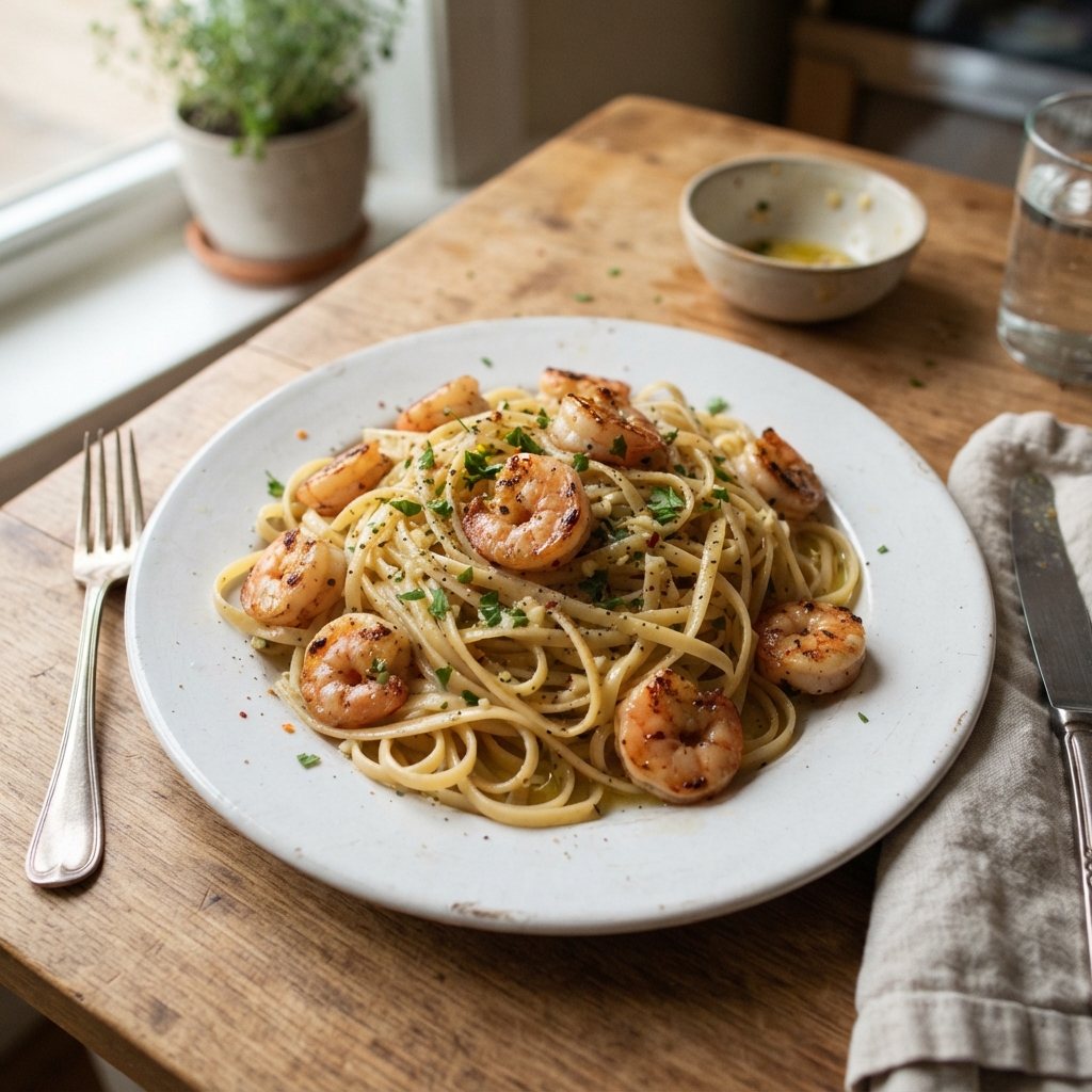 Lemon Garlic Butter Shrimp Pasta