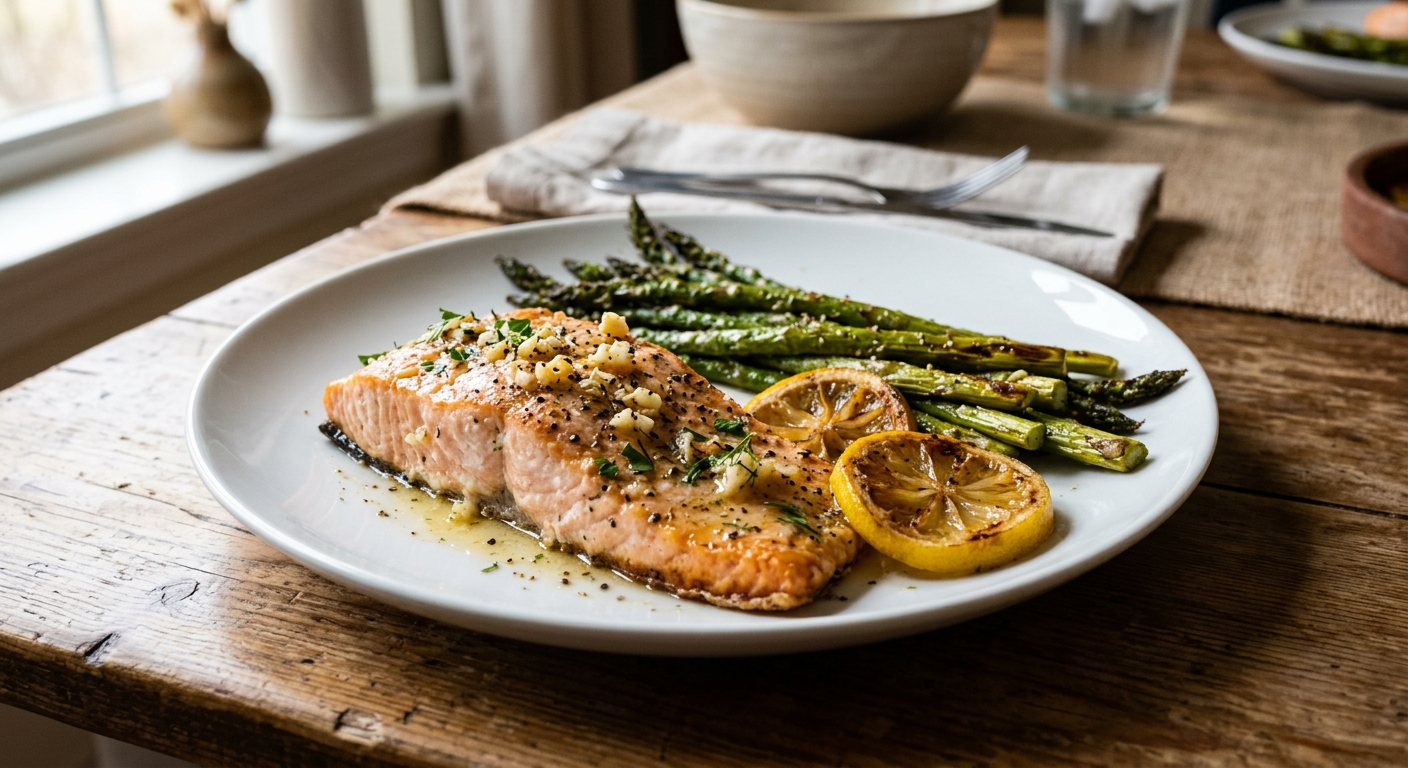 Sheet Pan Lemon Garlic Salmon with Asparagus