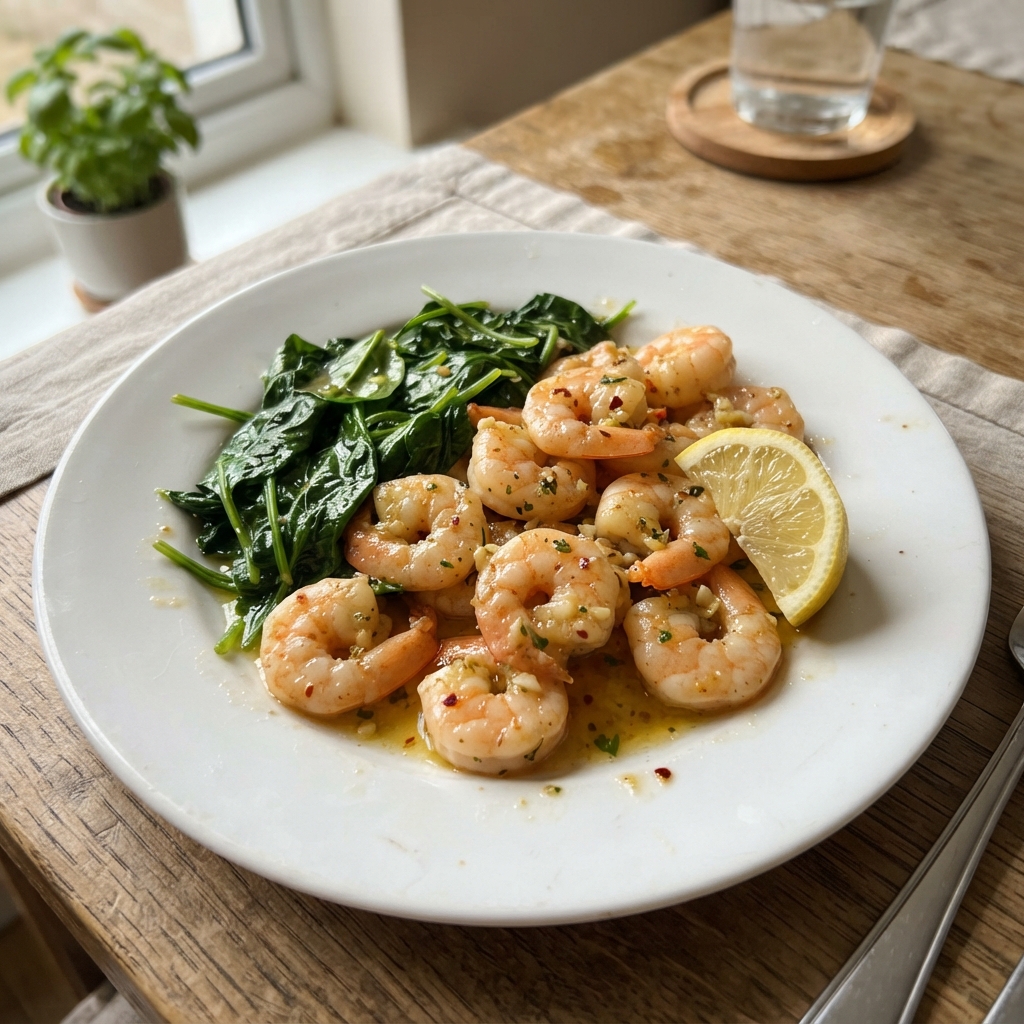 One-Pan Garlic Butter Shrimp and Spinach