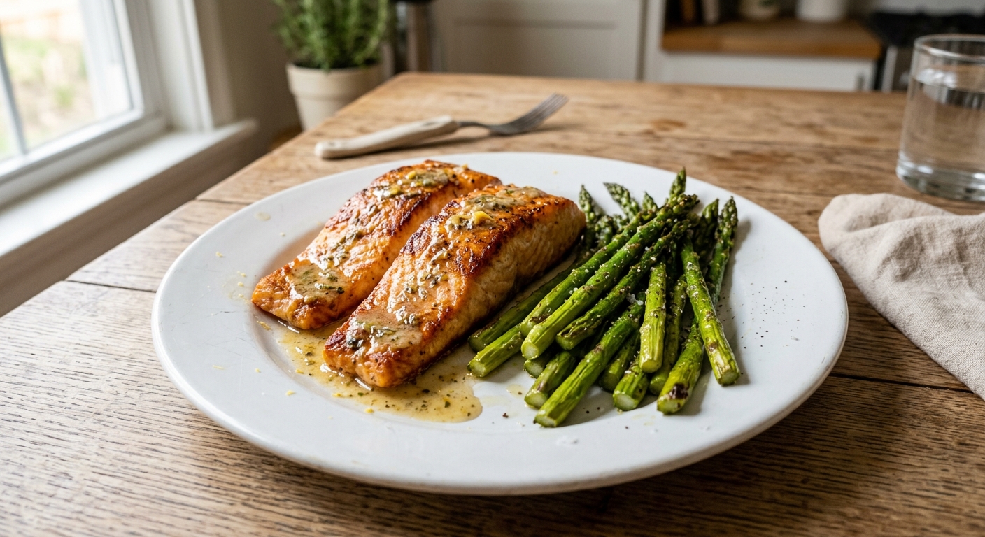 One-Pan Lemon Garlic Butter Salmon and Asparagus