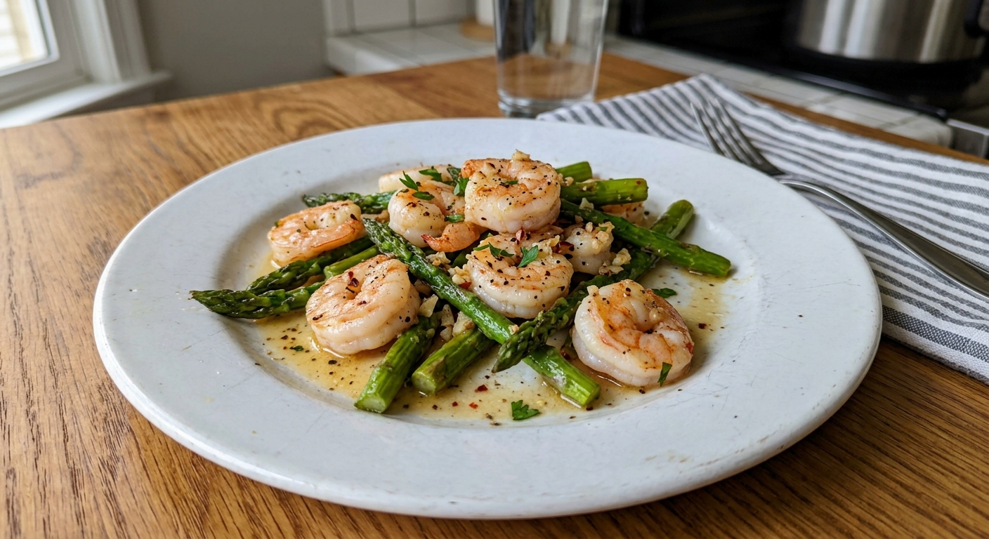 Lemon Garlic Butter Shrimp and Asparagus