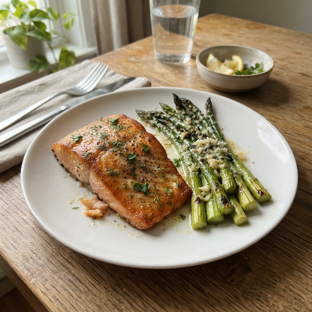 One-Pan Garlic Butter Salmon and Asparagus