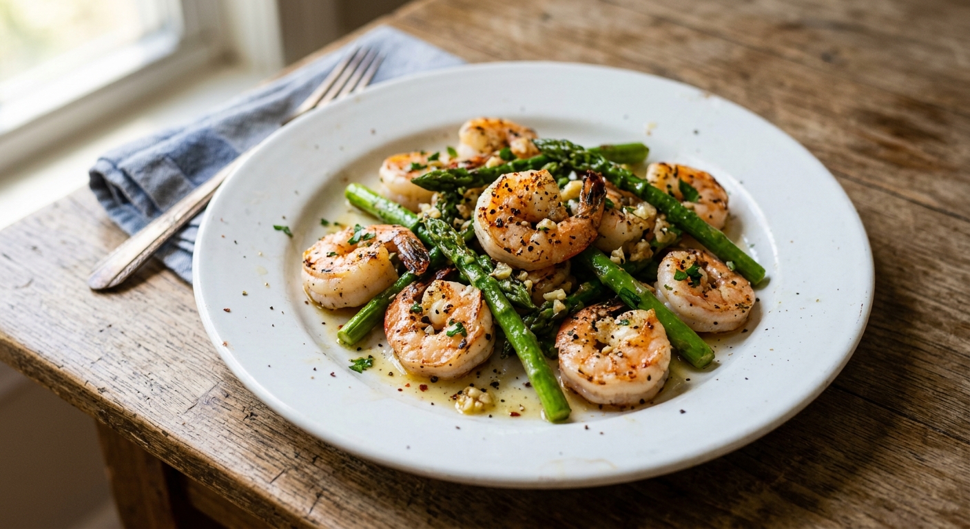 One-Pan Lemon Garlic Shrimp and Asparagus