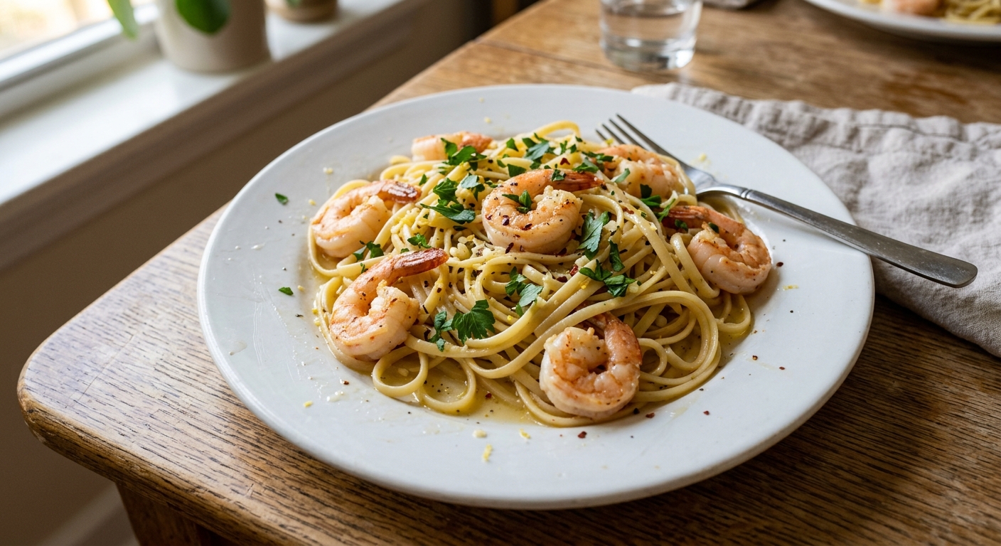 One-Pan Lemon Garlic Shrimp Pasta