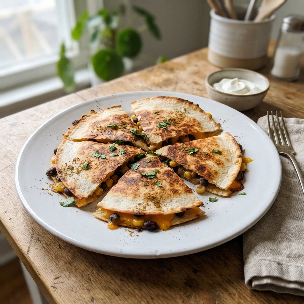 Budget Black Bean and Corn Quesadillas