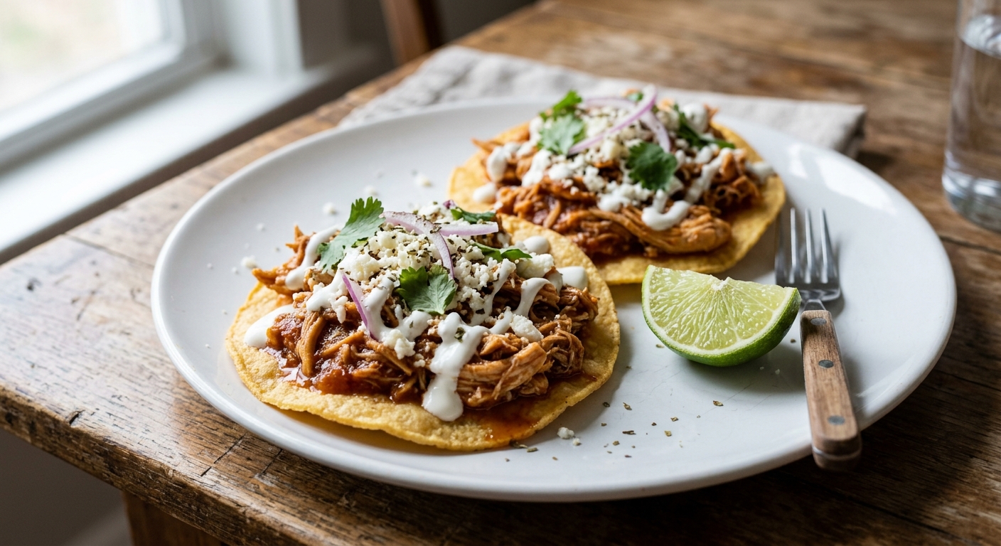 Quick Skillet Chicken Tinga Tostadas