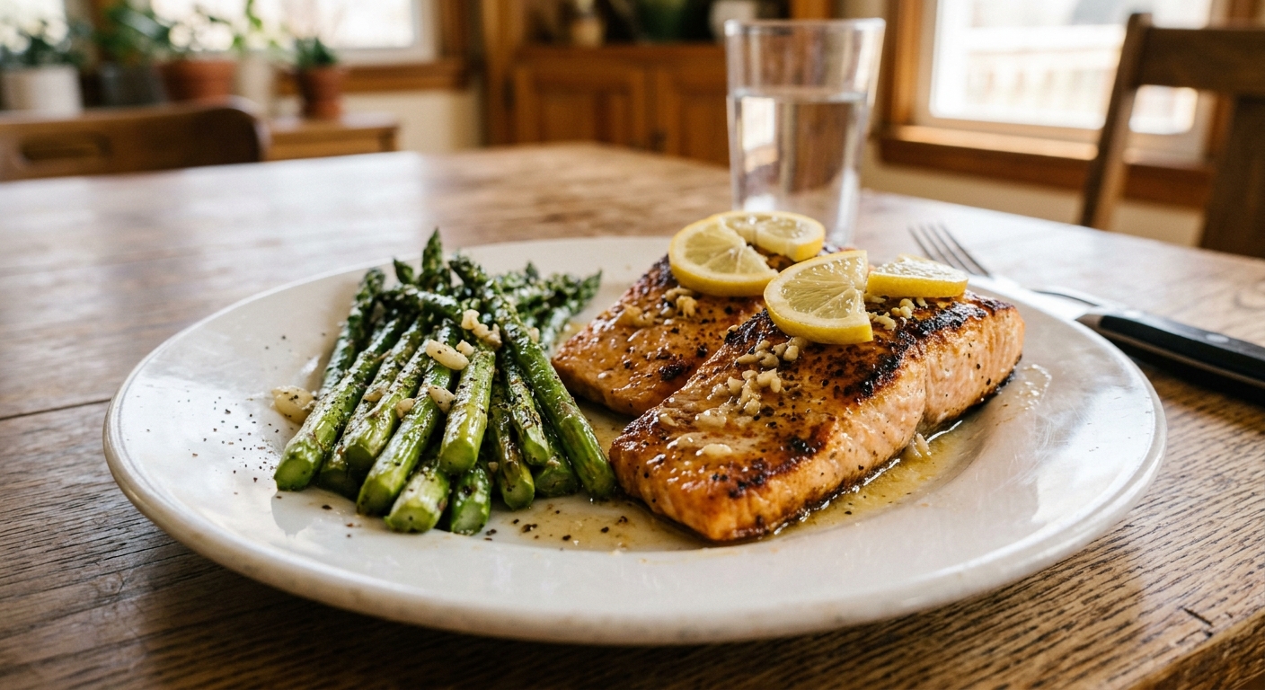 Pan-Seared Lemon Garlic Salmon with Asparagus