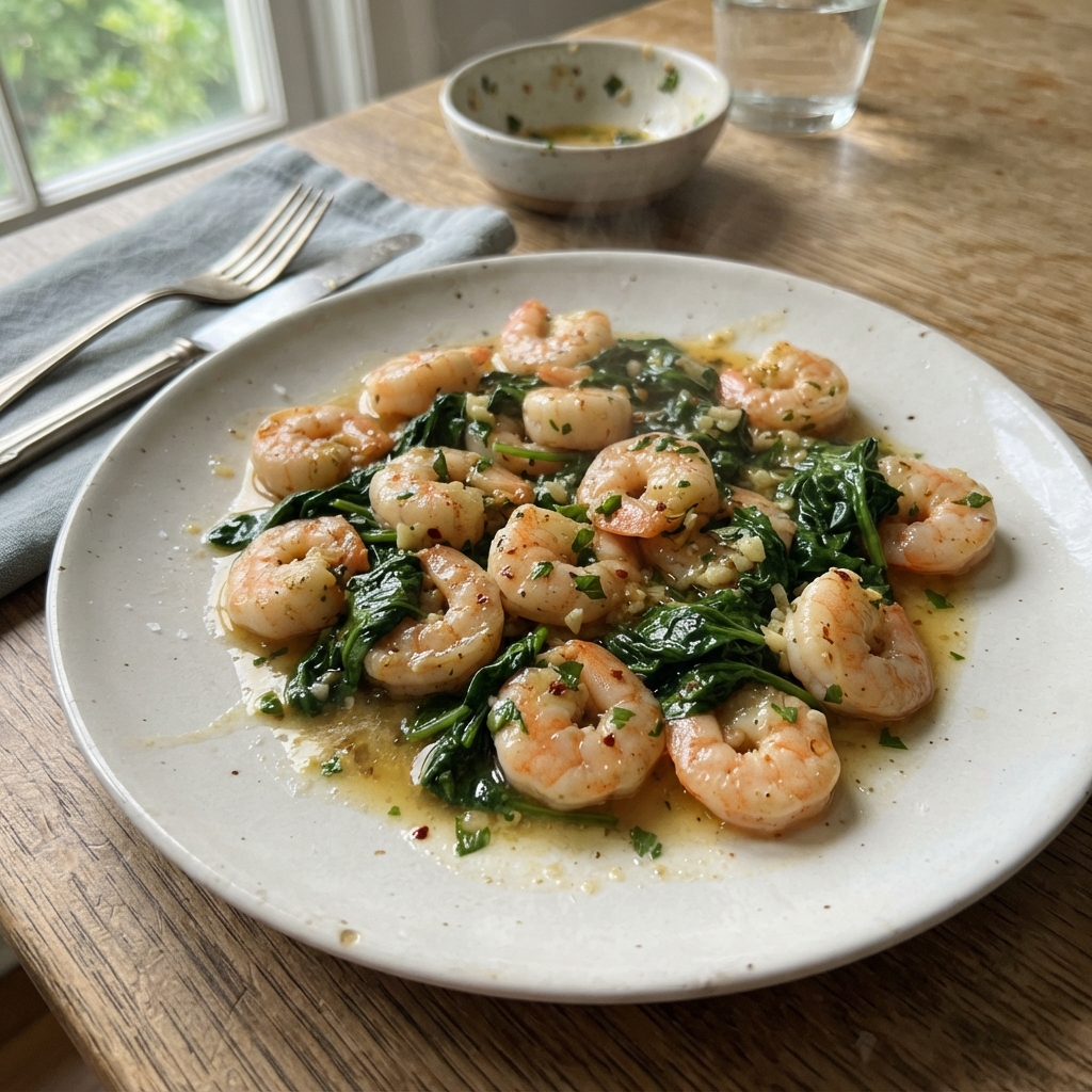 One-Pan Garlic Butter Shrimp and Spinach