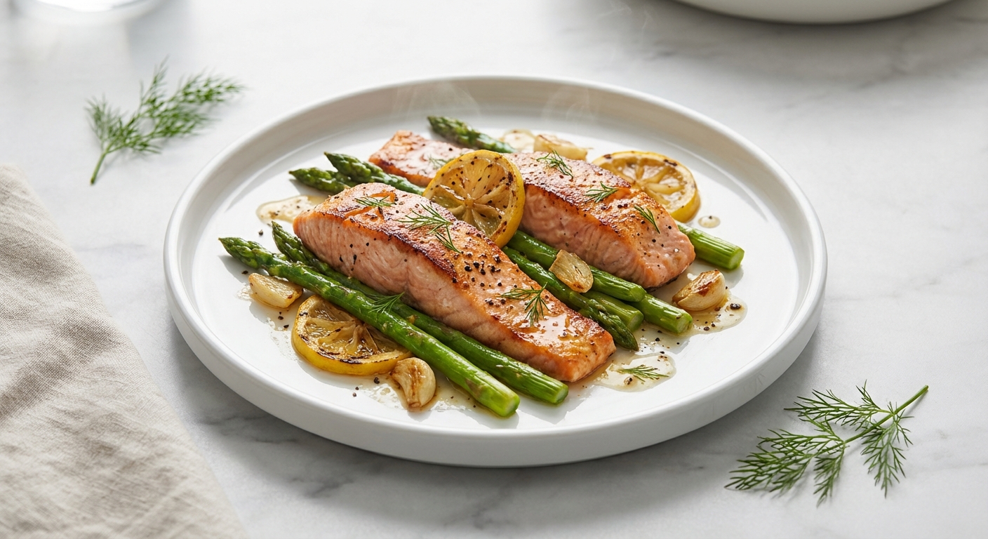 Zesty Lemon Garlic Salmon and Asparagus Skillet