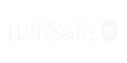 Logo for WifiSafe featuring a shield icon with Wi-Fi bars