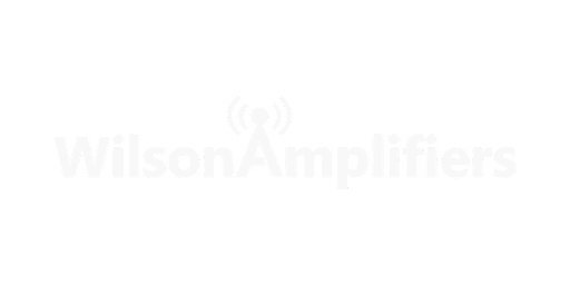 Logo for WilsonAmplifiers with a signal tower icon replacing the "A"