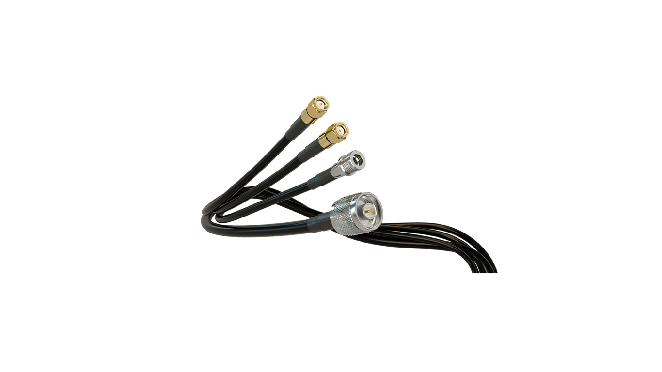 Peplink UV-stabilized coaxial extension cables with SMA connectors.
