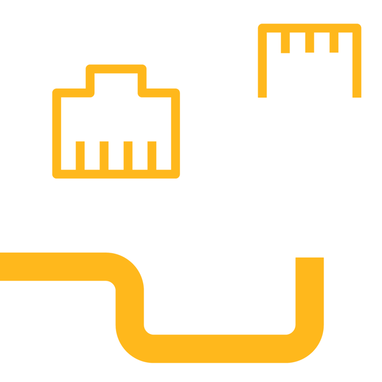 Ethernet port and cable icon representing wired network connectivity.