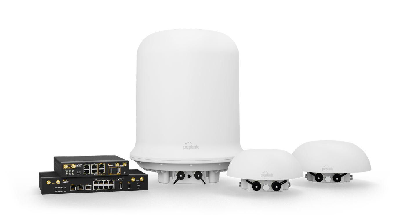 Peplink enterprise mobility product lineup including PDX, Dome Pro, and MBX series.