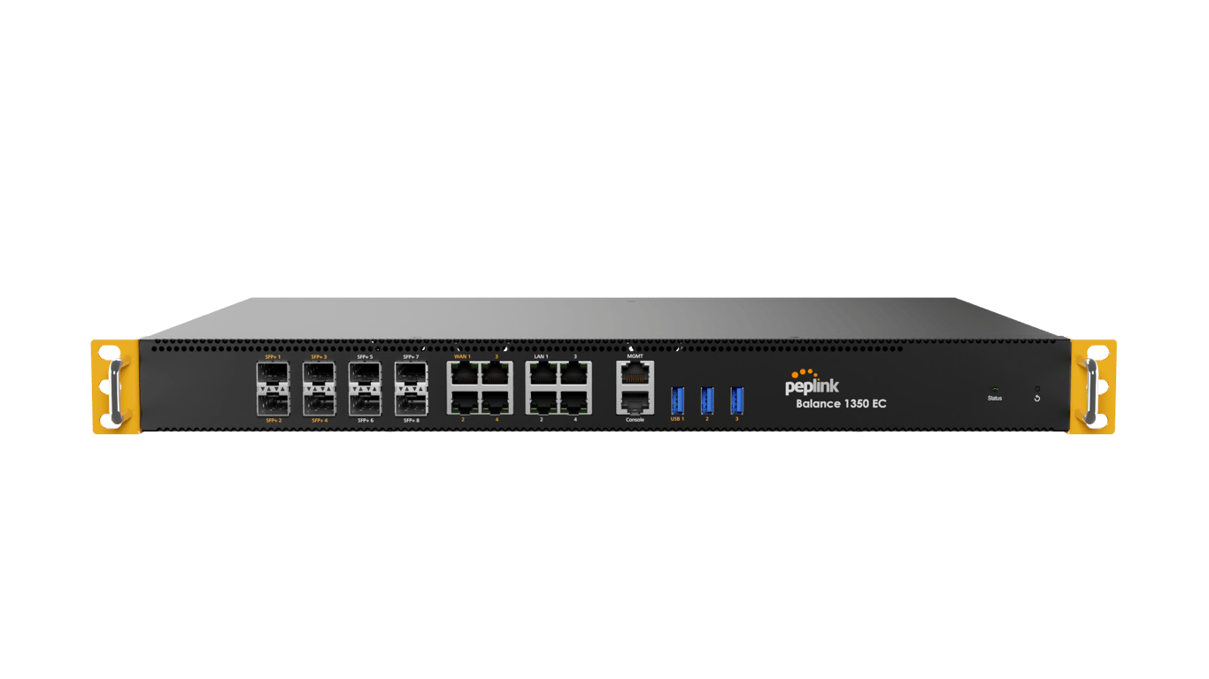 Front view of the Peplink Balance 1350 EC router.