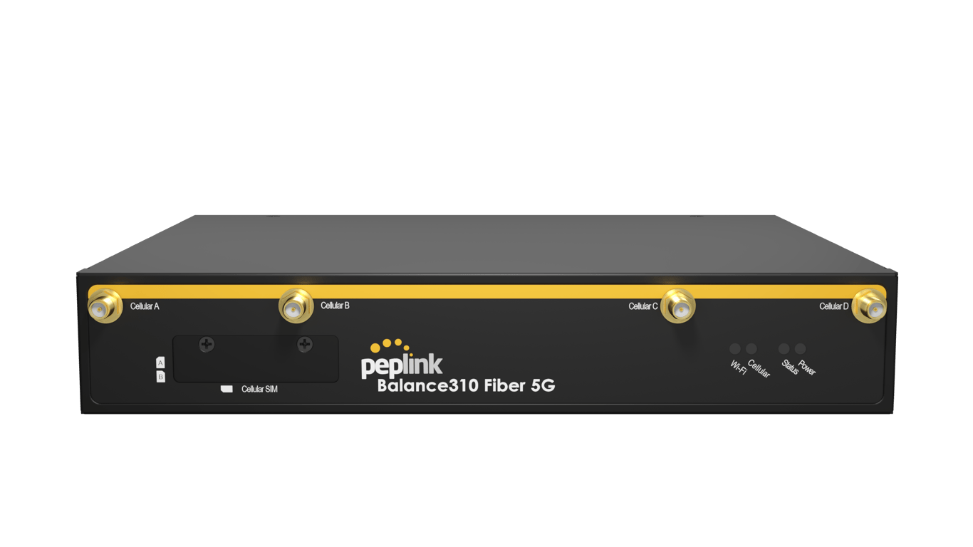 Front view of the Peplink Balance 310 Fiber 5G router.