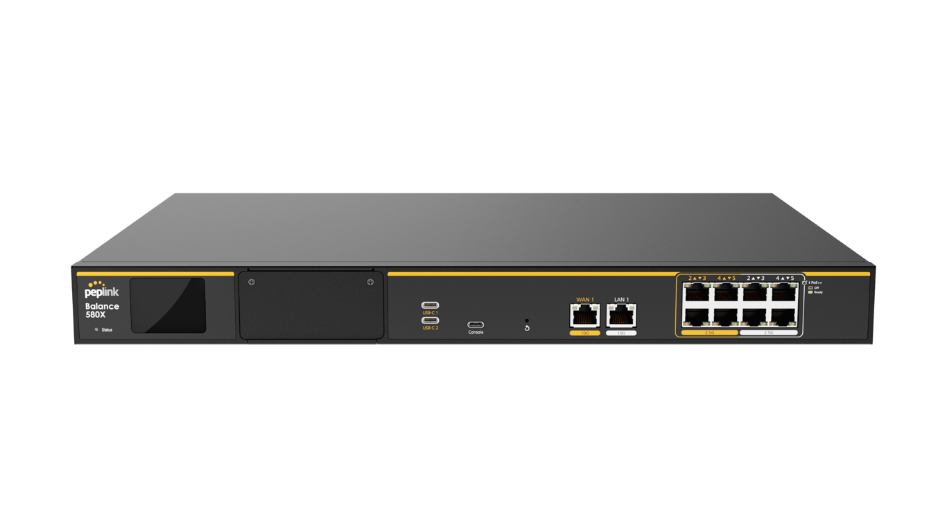 Front view of the Peplink Balance 580X router.