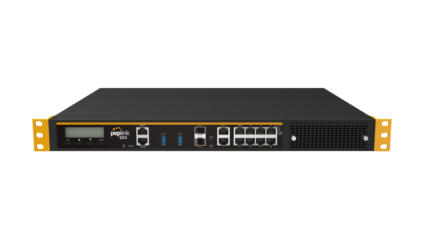 Front view of the Peplink SDX router.