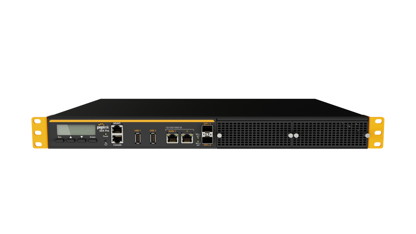 Front view of the Peplink SDX Pro router.