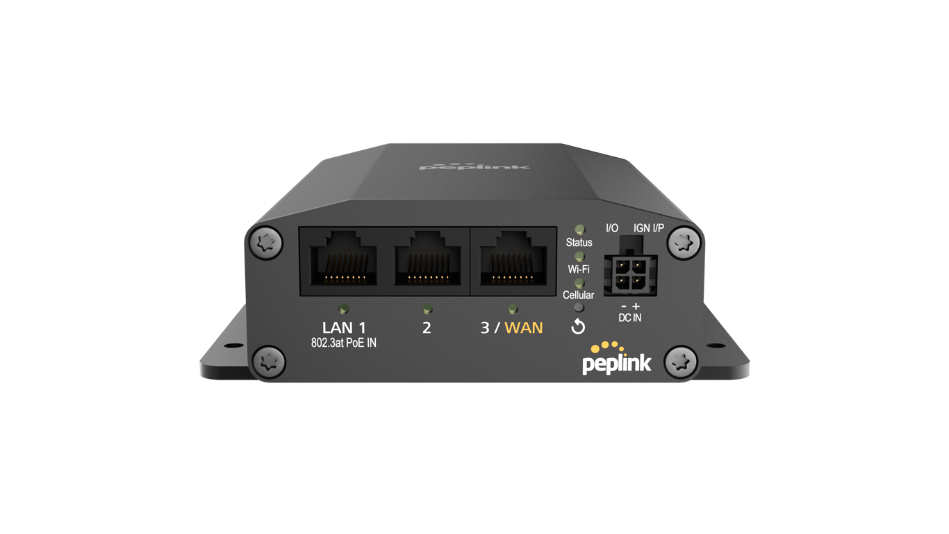 Front view of the Peplink MAX BR1 Mini 5G router.