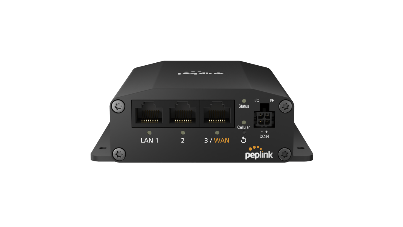 Front view of the Peplink MAX BR1 Mini Core router.