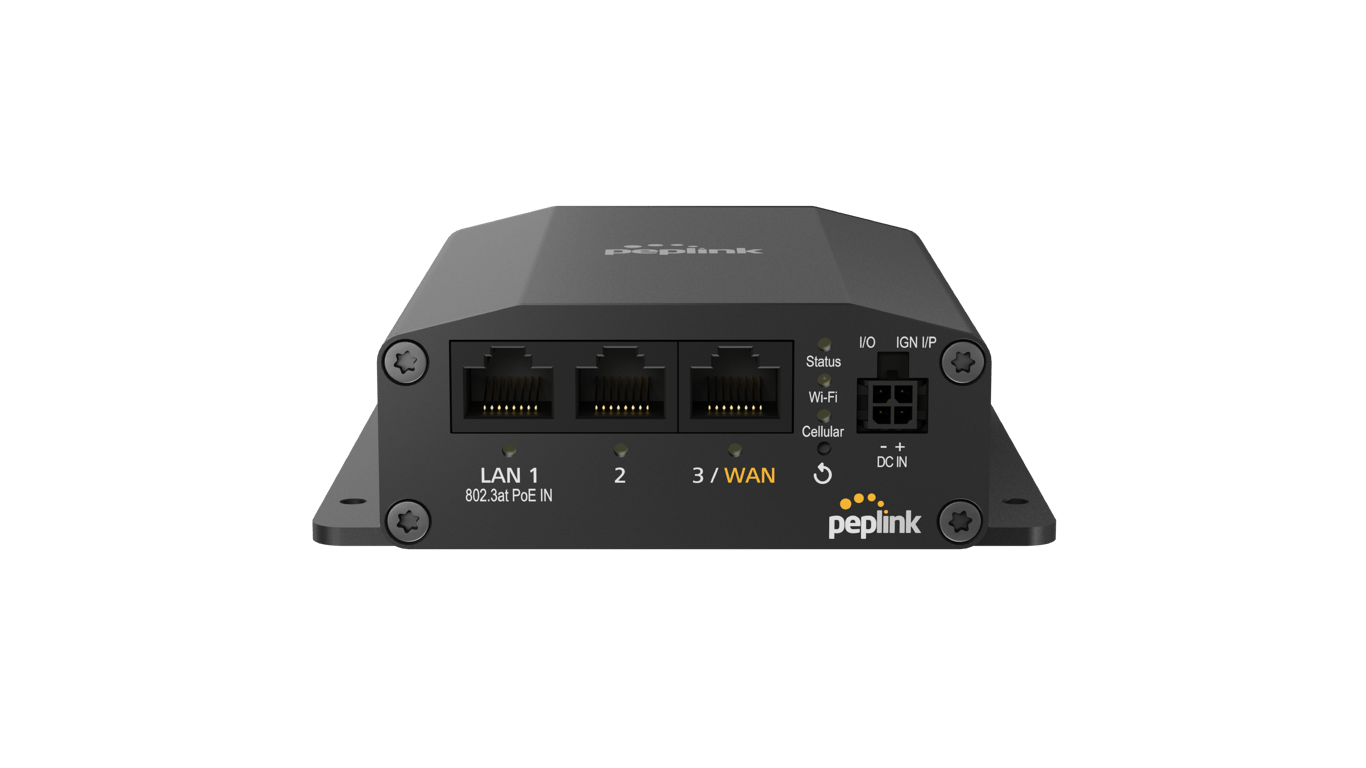 Front view of the Peplink MAX BR1 Mini router.