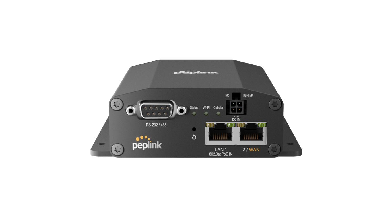 Front view of the Peplink MAX BR1 Mini M2M router.