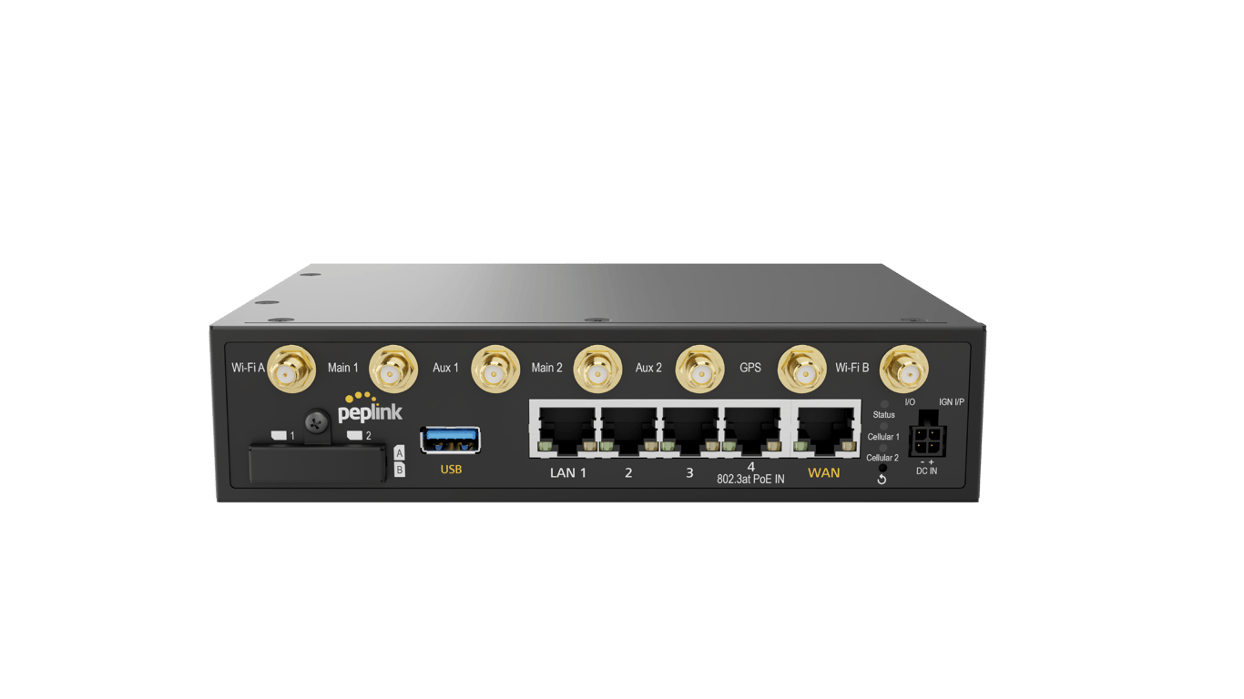 Front view of the Peplink MAX BR2 router.