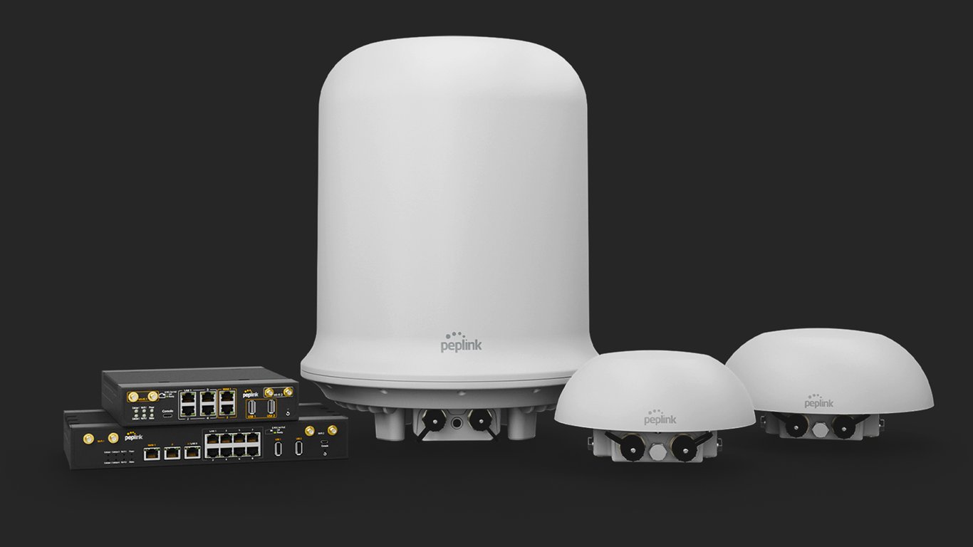 Peplink Dome antennas and compact mobility routers for vehicle connectivity.