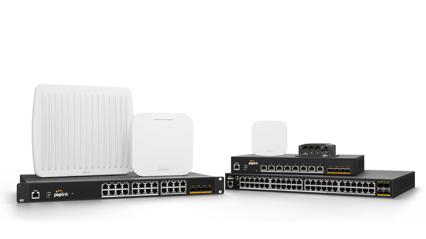 Peplink Wi-Fi access point and PoE switch lineup.