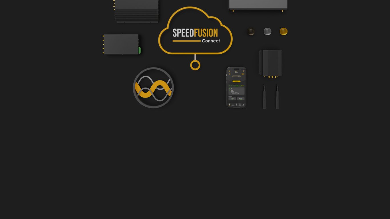 SpeedFusion Connect service diagram showing cloud connectivity with Peplink routers and mobile devices.