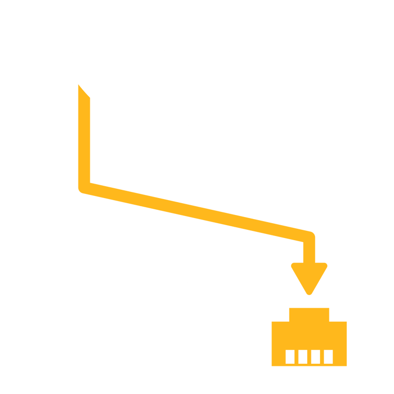 Icon of a network router distributing connections to three devices.